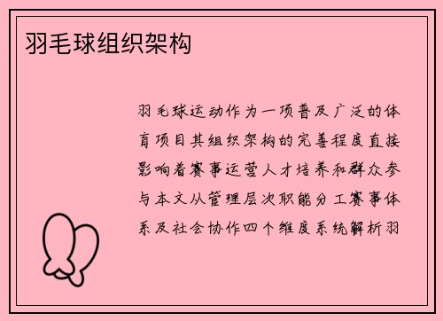 羽毛球组织架构